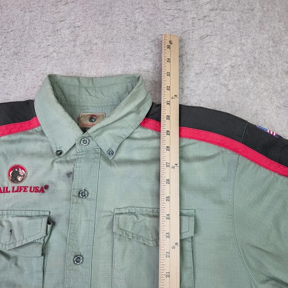 TRAIL LIFE USA Troop Uniform Shirt Adult M Ripstop Fabric Scouts USA Patch